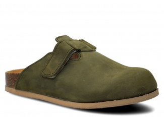 Profilované šľapky NAGABA 018 olivová zelená crazy koža