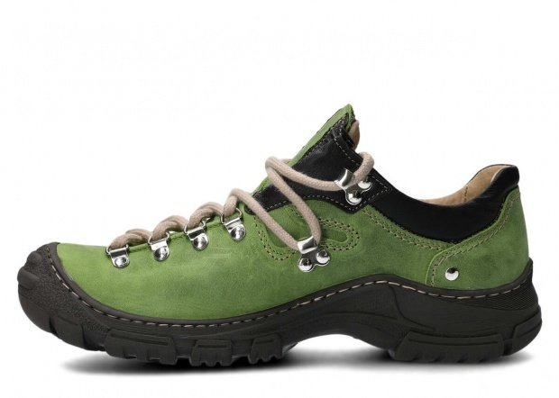 Pánske trekové obuv NAGABA 055 svetlá zelená crazy koža