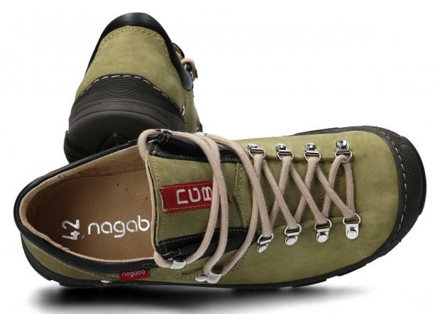 Pánske trekové obuv NAGABA 055 zelená barka koža