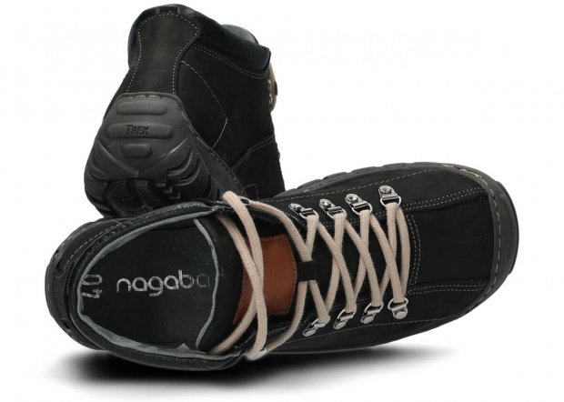 Pánske trekové topánky NAGABA 456 čierna crazy koža