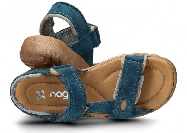 Dámske sandále NAGABA 168 jeans velúrové koža