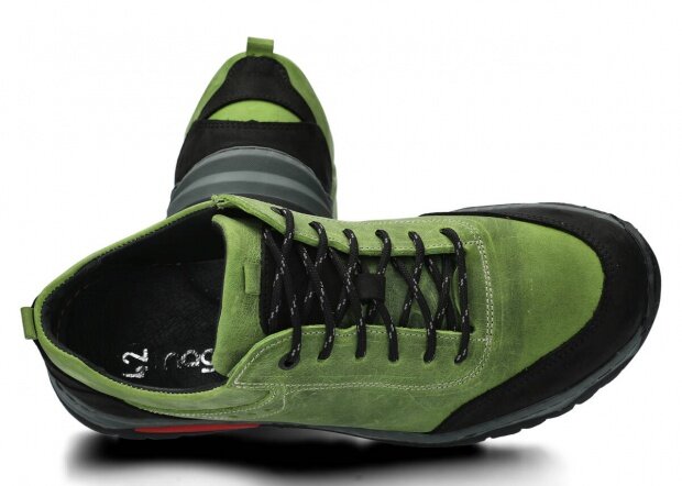 Pánske trekové obuv NAGABA 408 svetlá zelená crazy koža