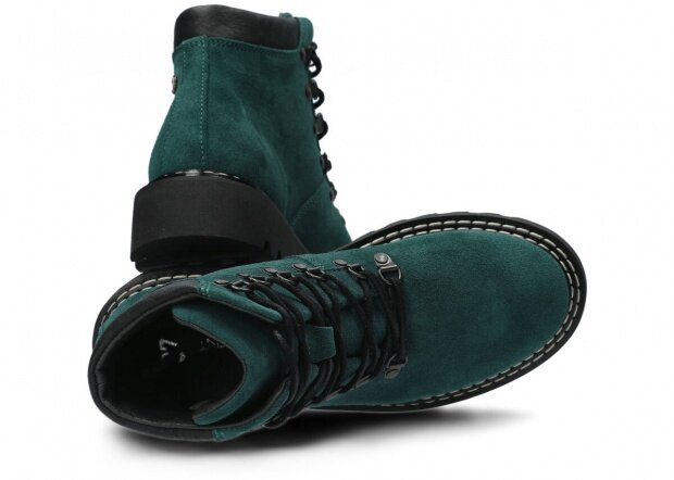 Dámske trekové topánky EVENEMENT EV281 smaragdová velúrové kožené