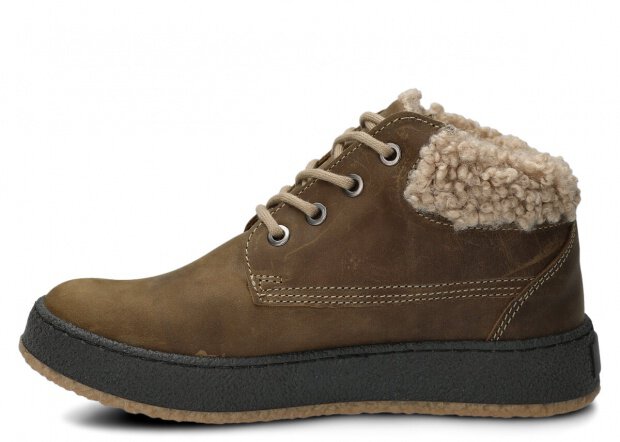 ČLENKOVÉ PRE MLÁDEŽ MODEL 6151 OLIVOVÁ CRAZY + KOŽUŠINKA - ROZMER 38